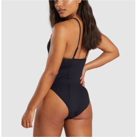 Gymshark Women's Size Small Black One-Piece Swimsuit Horizon Cutout Peekaboo - Picture 2 of 9